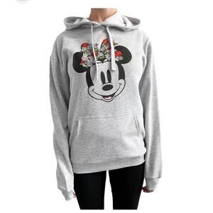 Disney Minnie mouse embroidered floral bow hoodie womens XL